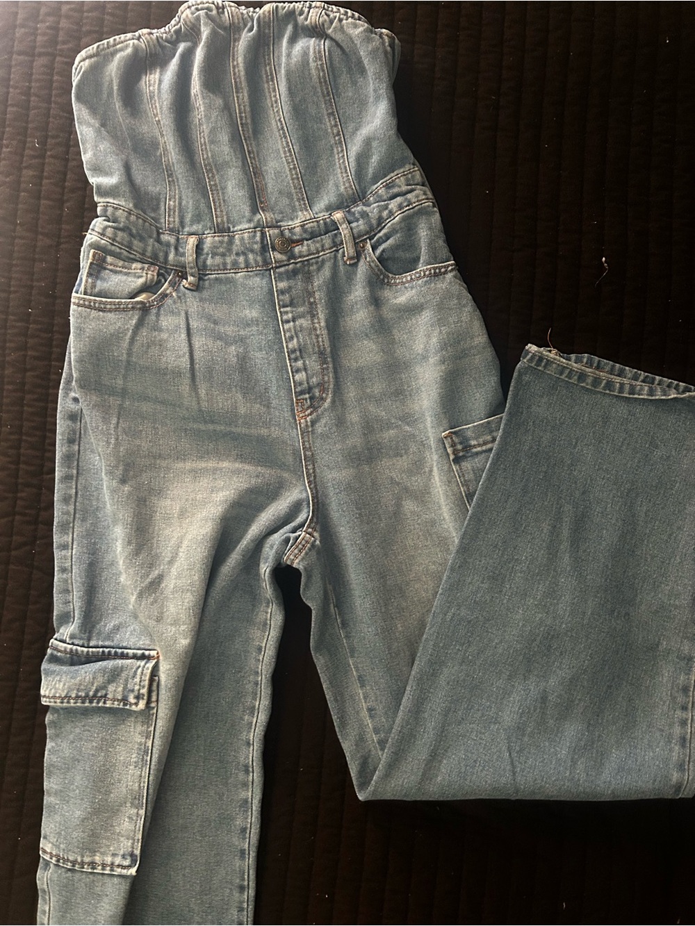 wild fable Light Wash Strapless High-Waist Cargo